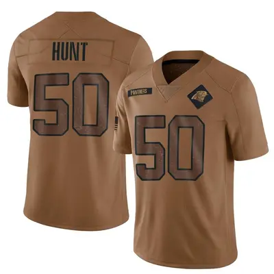 Men's Limited Robert Hunt Carolina Panthers Brown 2023 Salute To Service Jersey