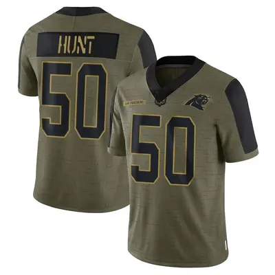 Men's Limited Robert Hunt Carolina Panthers Olive 2021 Salute To Service Jersey