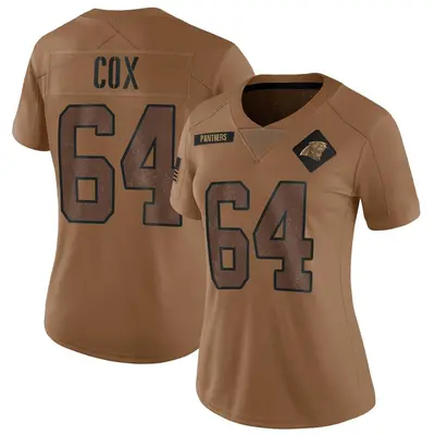 Women's Limited Bryan Cox Carolina Panthers Brown 2023 Salute To Service Jersey