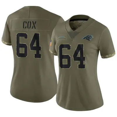 Women's Limited Bryan Cox Carolina Panthers Olive 2022 Salute To Service Jersey