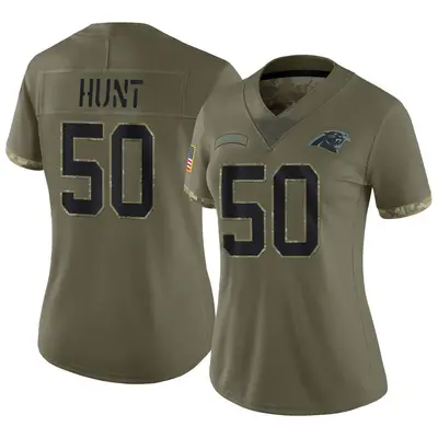 Women's Limited Robert Hunt Carolina Panthers Olive 2022 Salute To Service Jersey